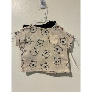 NWT Cat & Jack Tan Bear Shirt & Shorts Outfit - 3-6M